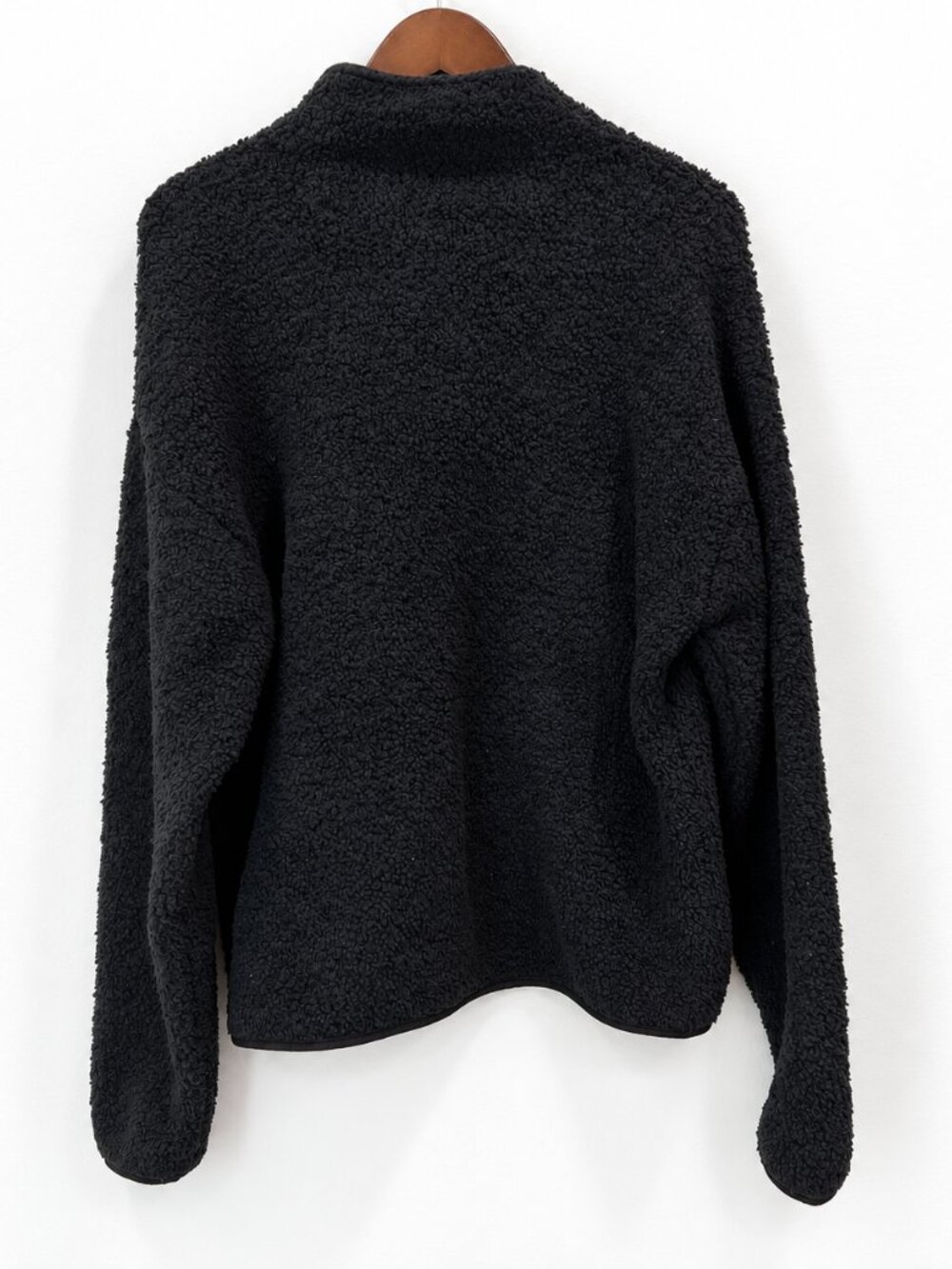 SKIMS Cozy Knit Pullover Onyx Black Teddy Sherpa Fleece Snap Neck L/XL - Picture 3 of 4